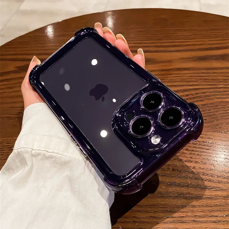 Luxury Transparent Silicone Phone Case For iPhone 16 15 14 13 12 11 Pro Max 16E XR X XS 7 8 14 15 Plus SE2 Shockproof Soft Cover