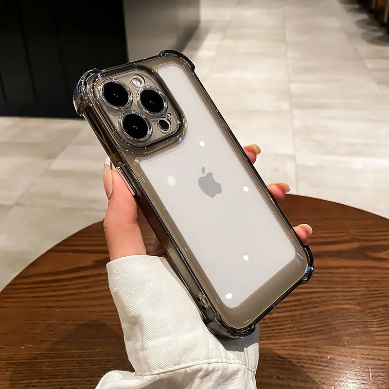 Luxury Transparent Silicone Phone Case For iPhone 16 15 14 13 12 11 Pro Max 16E XR X XS 7 8 14 15 Plus SE2 Shockproof Soft Cover