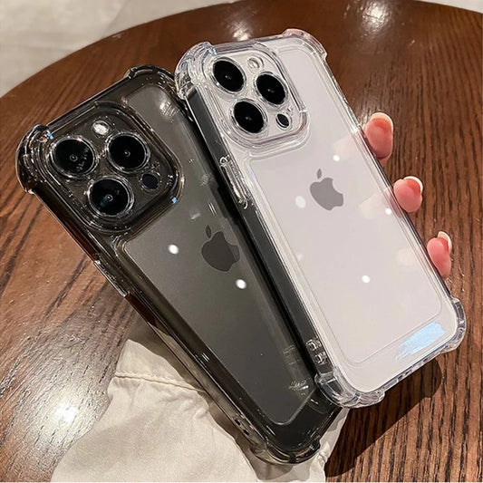 Luxury Transparent Silicone Phone Case For iPhone 16 15 14 13 12 11 Pro Max 16E XR X XS 7 8 14 15 Plus SE2 Shockproof Soft Cover