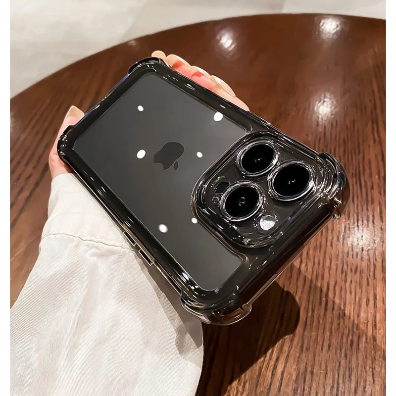Luxury Transparent Silicone Phone Case For iPhone 16 15 14 13 12 11 Pro Max 16E XR X XS 7 8 14 15 Plus SE2 Shockproof Soft Cover